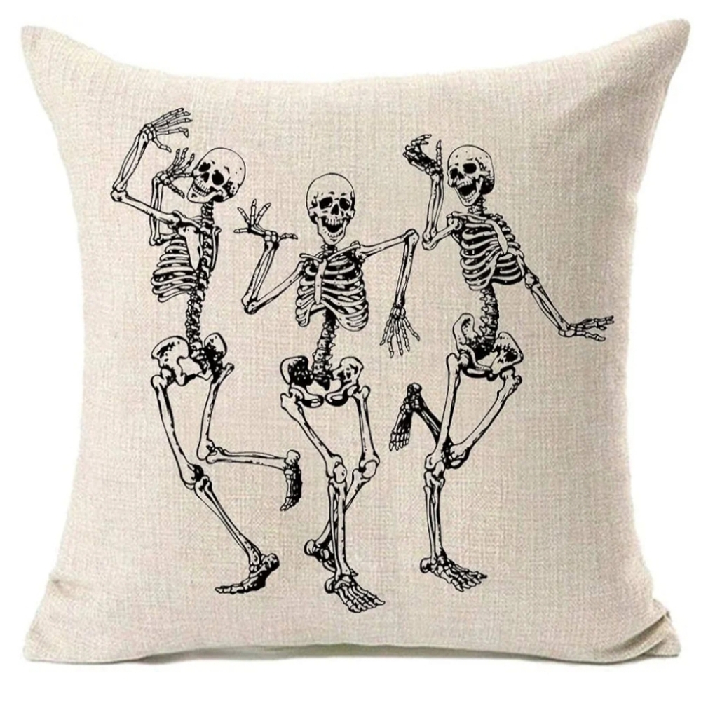 Black Dancing Skeletons Goth Pillow 18x18 Cover Square Skeleton Pillows Gothic